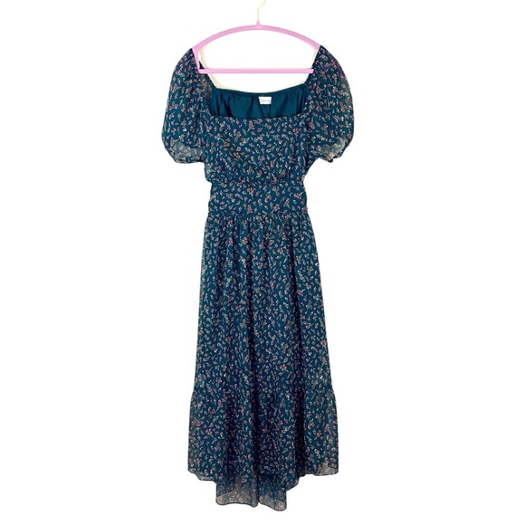 Altar'd State Green Floral Square Neck Prairie Peasant Fit N Flare Dress (L) - Picture 2 of 16